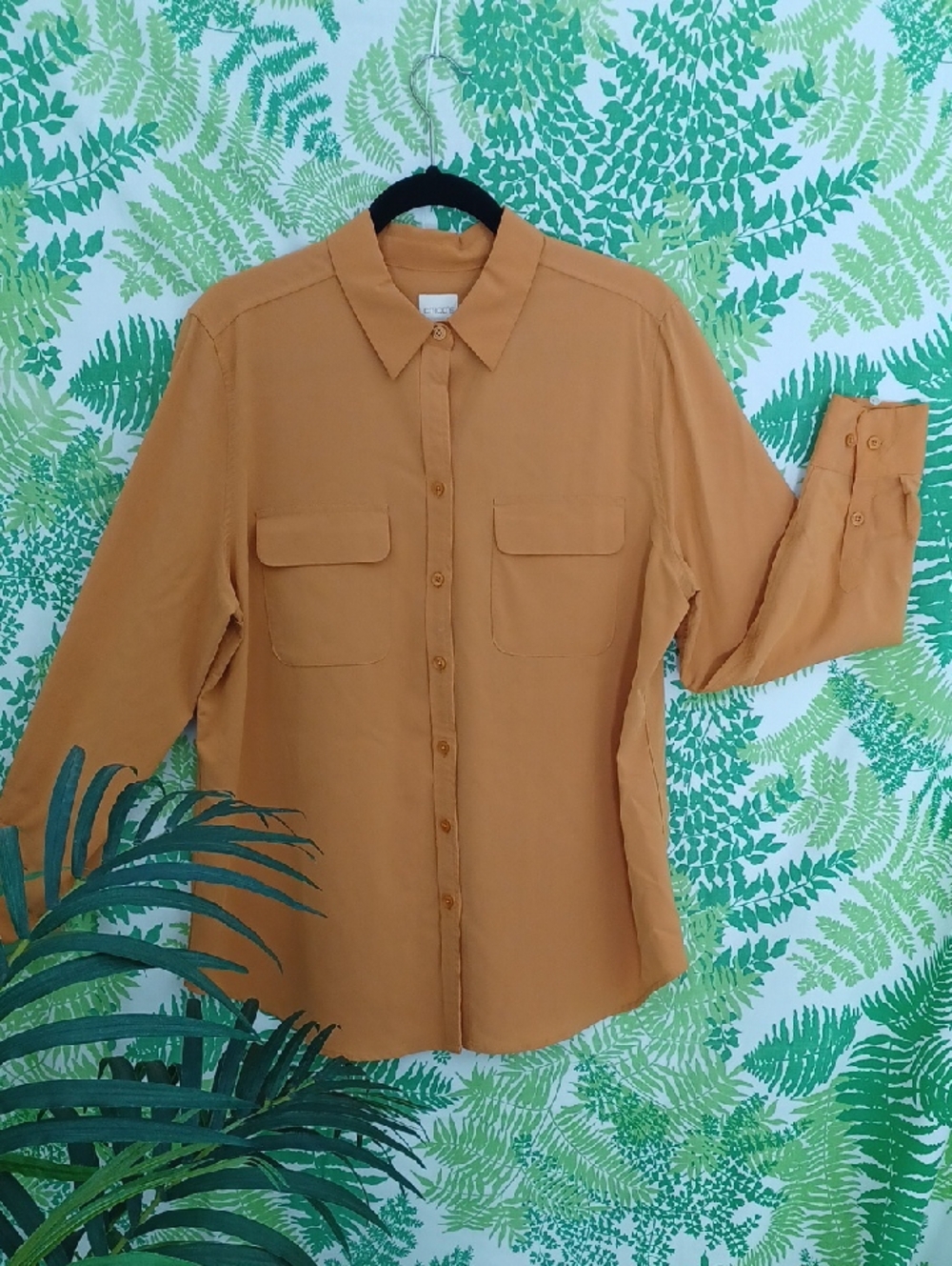 Chico's Golden Mustard Collared Top